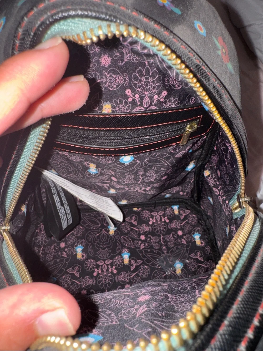 Loungefly Black Alice in Wonderland Floral Mini Backpack